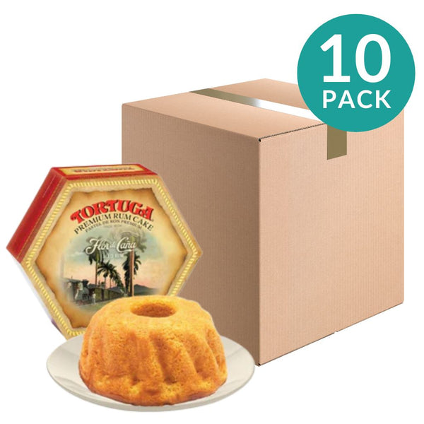 10-Pack Cane Sugar Premium Rum Cake, Flor de Caña, by Tortuga, 4 oz (112 g)x10