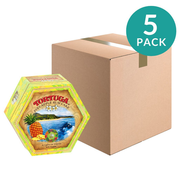 5-pack Hawaiian Pineapple Rum Cake, Large by Tortuga, 16 oz (454 g)x5