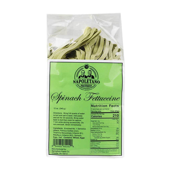 Spinach Fettuccine Pasta by Napoletano Brothers, 12 oz (340 g) x 12