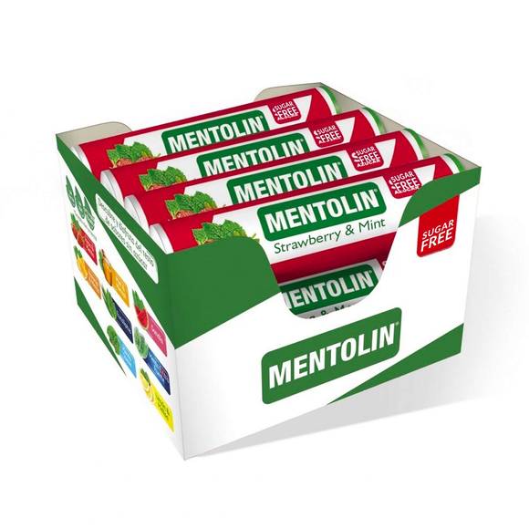 Strawberry and Mint Hard Candies, Sugar Free by Mentolin, 0.7 oz (20 g) x 12