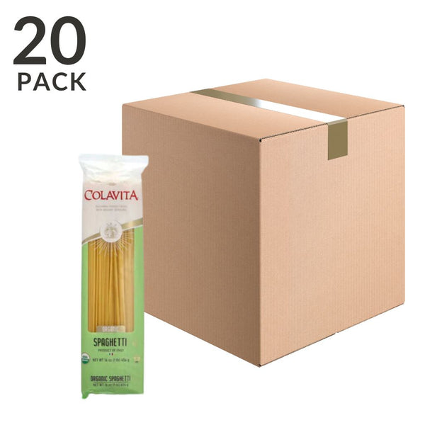 Colavita Organic Spaghetti Pasta, 1 lb (454 g) Pack of 20