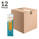 A bulk case box next to a packaged bag of Colavita Linguine Pasta showing the pasta and brand logo.