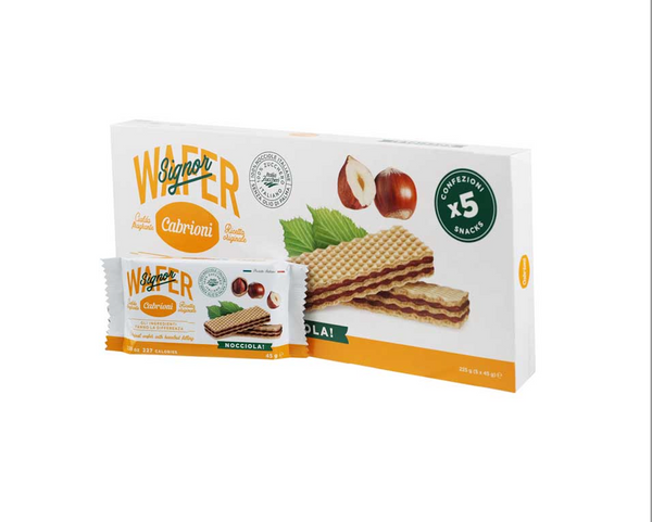Italian Hazelnut Wafer 5-pack Gift Box, No Palm Oil by Cabrioni, 7.95 oz (225 g)