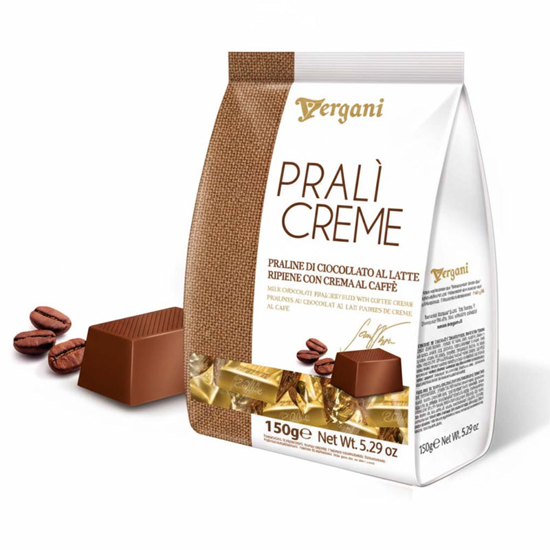 Vergani Prali Creme Milk Chocolate Pralines with Coffee Filling, 5.29 oz (150 g)