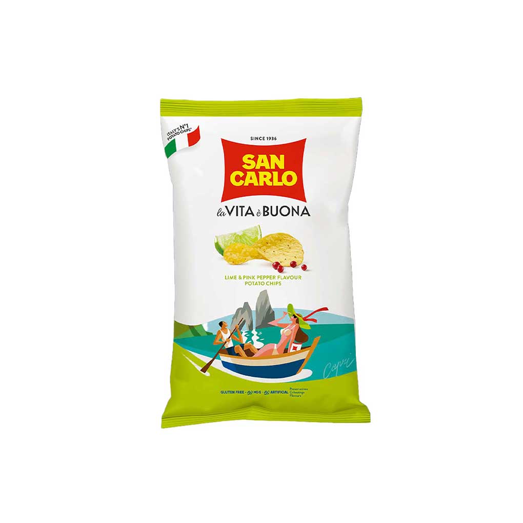 San Carlo Italian Lime & Pink Pepper Potato Chips, 1.76 oz