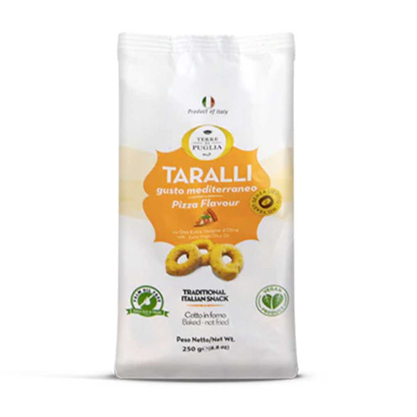 Terre di Puglia Pizza Flavored Taralli, Vegan & No Palm Oil, 8.8 oz (250 g)