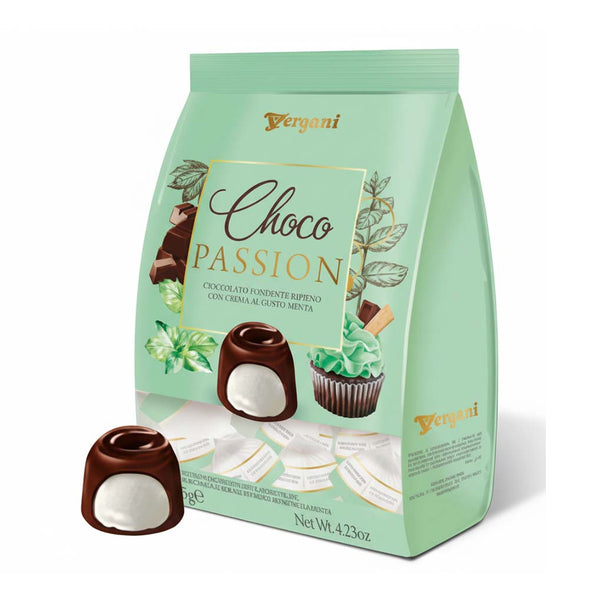Vergani Choco Passion Dark Chocolate Pralines with Mint Filling, 4.23 oz (120 g)