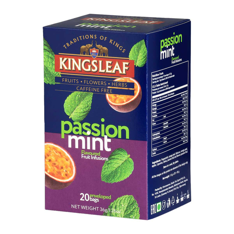 Passion Mint Ceylon Tea, Caffeine Free, 20 Bags by Kingsleaf, 1.3 oz (36 g) Pack of 6