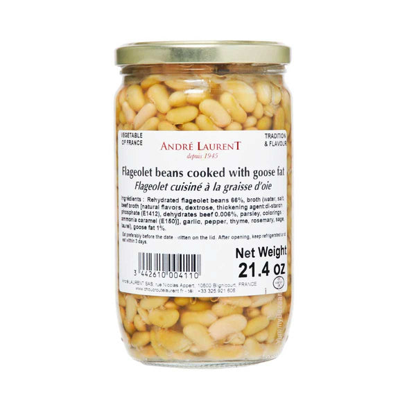 Andre Laurent Flageolet Beans Cooked with Goose Fat, 21.4 oz (600 g)
