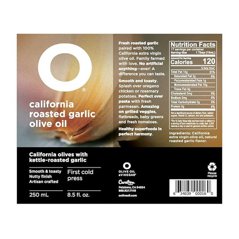 O California Roasted Garlic Olive Oil by O Olive Oil & Vinegar, 8.5 fl oz (250 ml)