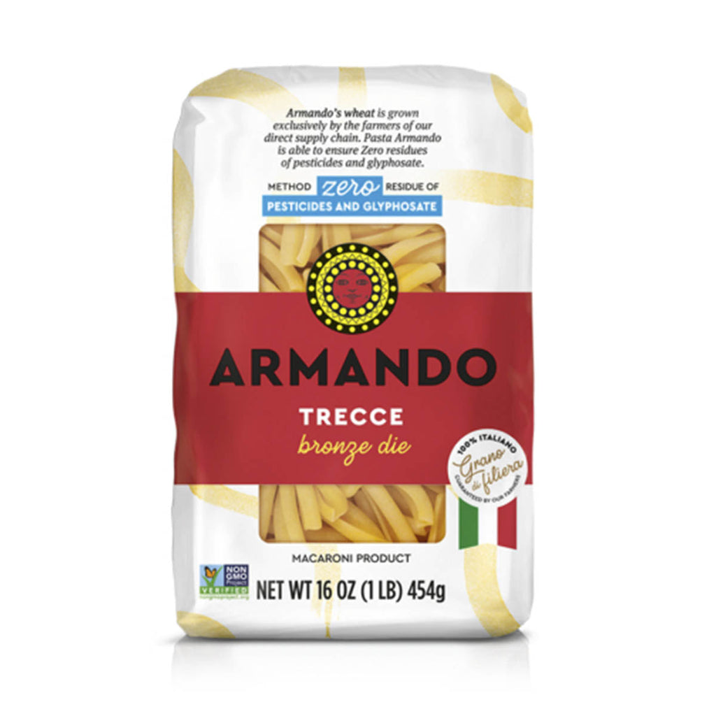Armando Bronze Cut Trecce Pasta, Made by 100% Italian Grain, 1 lb (454 g)