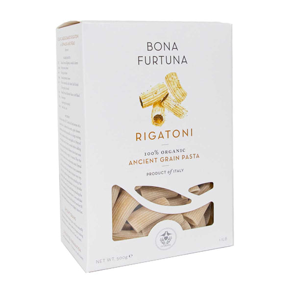 Italian Organic Ancient Grain Rigatoni by Bona Furtuna, 1.1 lb (500 g)