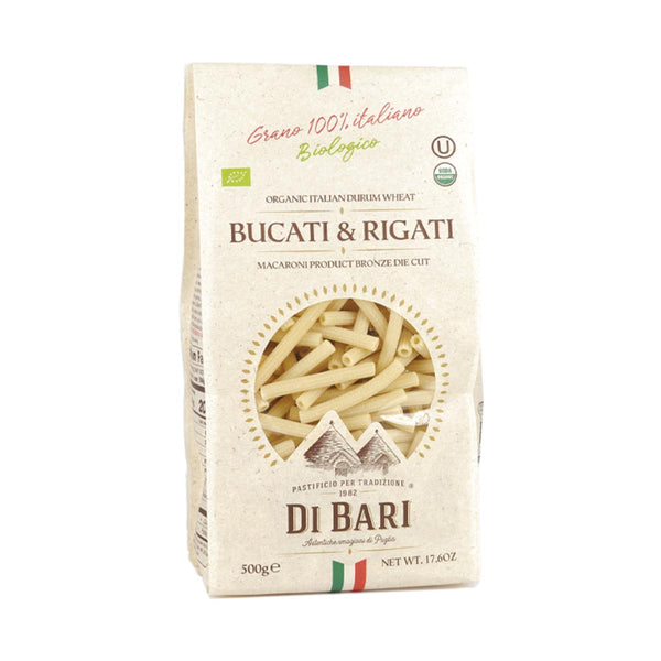 Organic Bucati & Rigati Pasta, Bronze Cut by Di Bari, 17.6 oz (500 g)