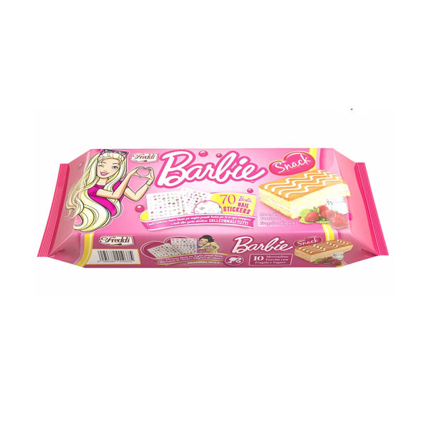 Barbie Snack Cake with Strawberry and Yogurt & 70 Barbie Nail Stickers by Freddi, 8.82 oz (250 g)