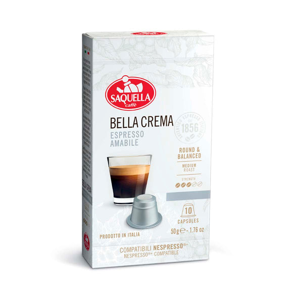 Bella Crema Nespresso Coffee Capsules by Saquella Caffe, 1.8 oz (50 g)