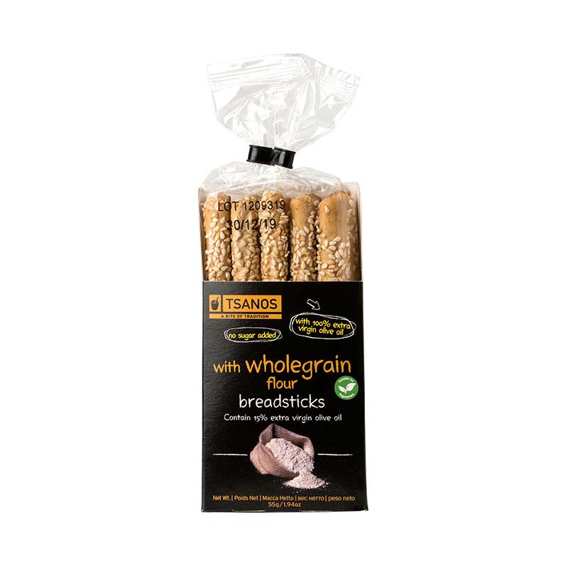 Breadsticks with Wholegrain Flour and EVOO by Tsanos, 4.94 oz (140 g)
