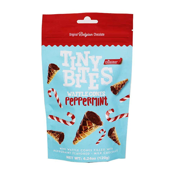 Belgian Peppermint Milk Chocolate Mini Waffle Cones by Tiny Bites, 4.2 oz (120 g)