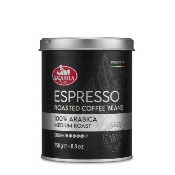Espresso Roasted Coffee Beans, 100% Arabica by Saquella Caffe, 8.8 oz (250 g)
