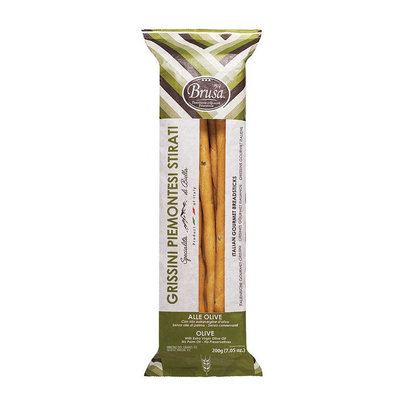 Giant Italian Olive Grissini Breadsticks with Extra Virgin Olive Oil by Brusa, 7.05 oz (200 g)