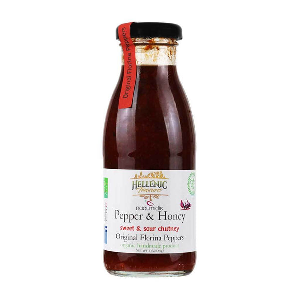 Organic Sweet & Sour Pepper & Honey Chutney, Handmade from Greece by Hellenic Treasures, 9.17 oz (260 g)