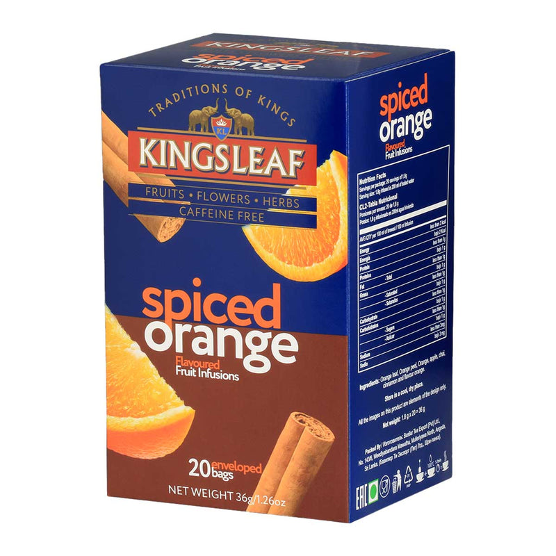 Spiced Orange Ceylon Tea, Caffeine Free, 20 Bags by Kingsleaf, 1.3 oz (36 g) Pack of 6