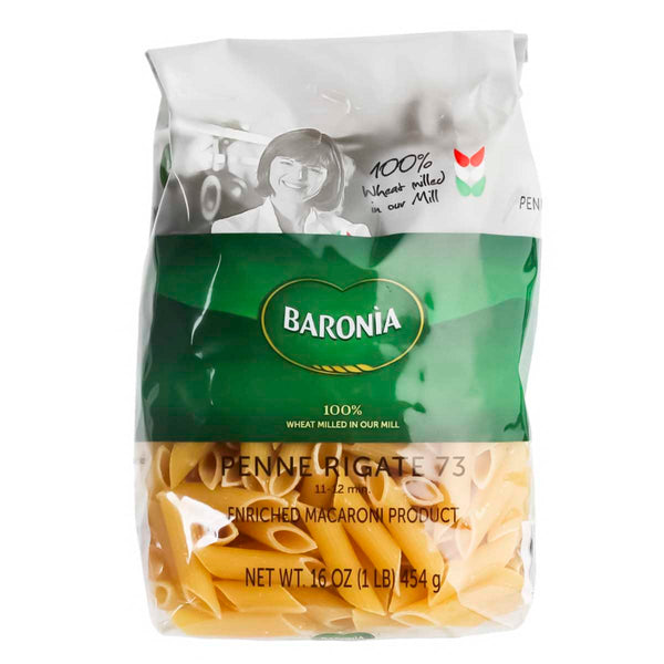 Italian Penne Rigate Pasta No. 73 by Baronia, 1 lb (454 g)