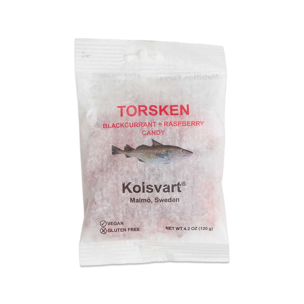 Kolsvart Swedish Blackcurrant & Raspberry Gummy Candy Fish, 4.2 oz
