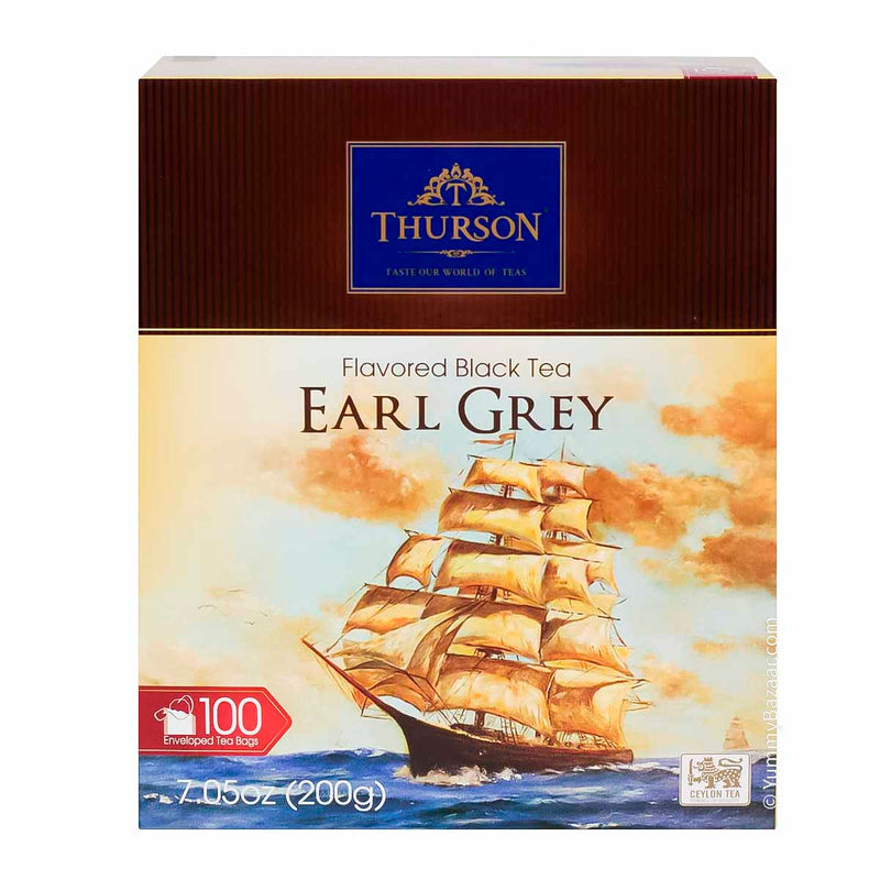 Earl Grey Ceylon Black Tea, 100 Bags by Thurson, 7.1 oz (200 g)