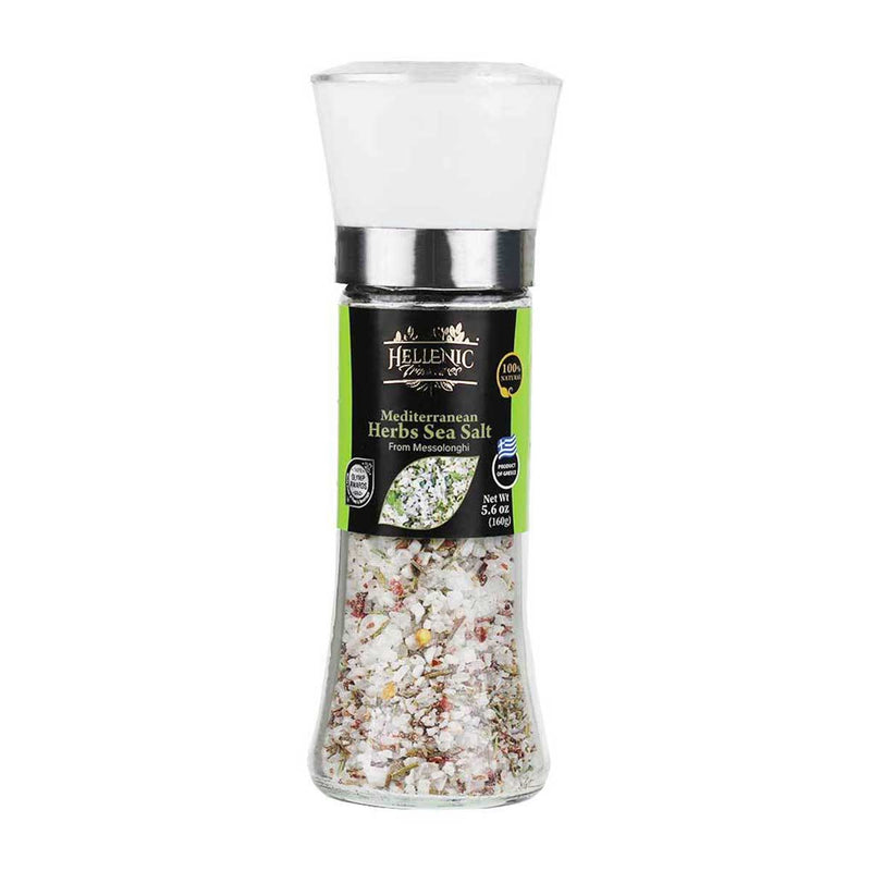 Mediterranean Herbs Sea Salt Grinder by Hellenic Treasures, 12 x 5.6 oz (160 g)