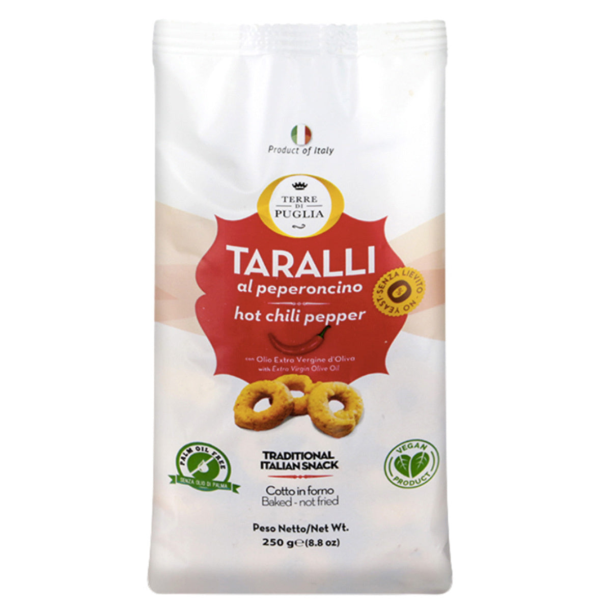 Italian Taralli with Hot Chili Pepper by Terre di Puglia, 8.8 oz
