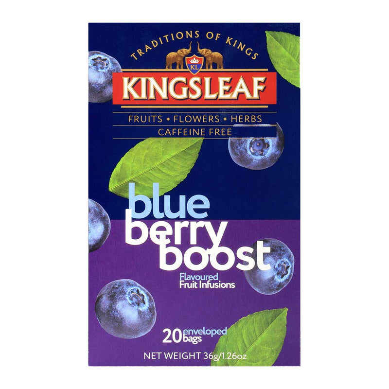 Blueberry Boost Ceylon Tea, Caffeine Free, 20 Bags by Kingsleaf, 6 x 1.3 oz (36 g)