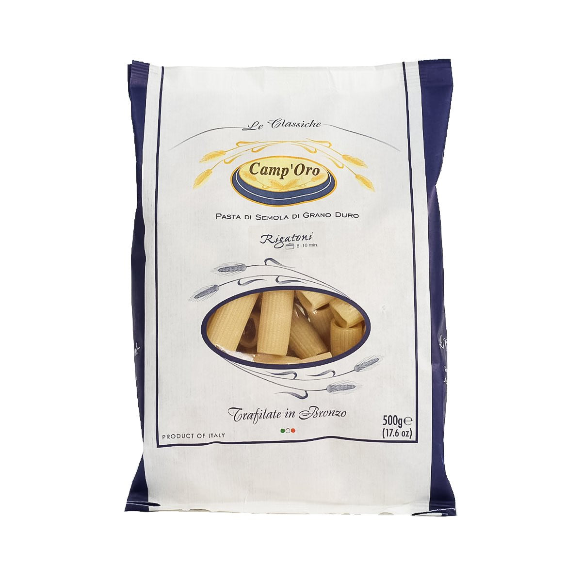 Camp'Oro Le Classiche Rigatoni Bronze Cut Pasta, 1.1 lb (500 g)