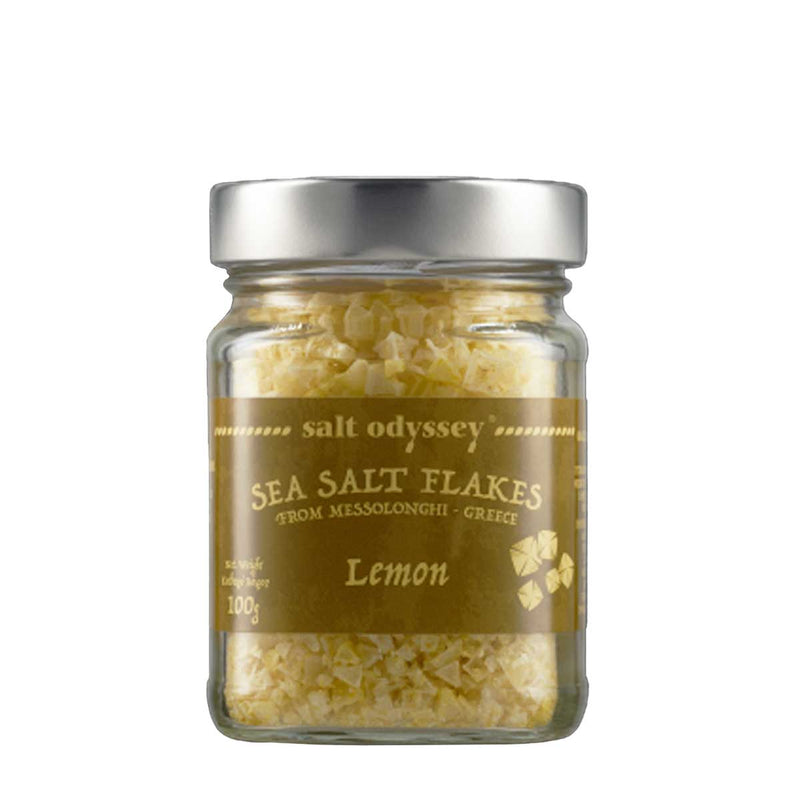 Lemon Sea Salt Flakes from Messolonghi by Salt Odyssey, 12 x 3.5 oz (100 g)