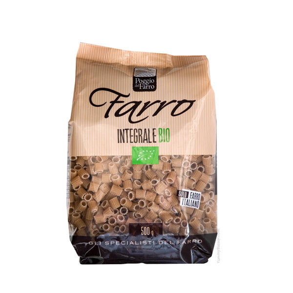 Organic Italian Whole Grain Farro Ditalini Pasta by Poggio del Farro, 1.1 lb (500 g)