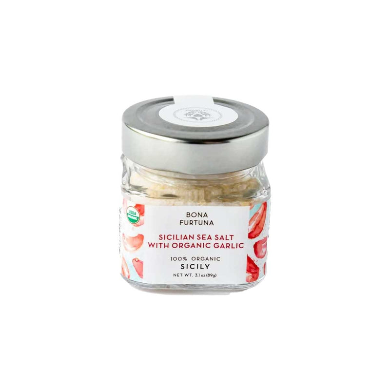 Organic Sicilian Sea Salt with Garlic by Bona Furtuna, 3.1 oz (89 g)