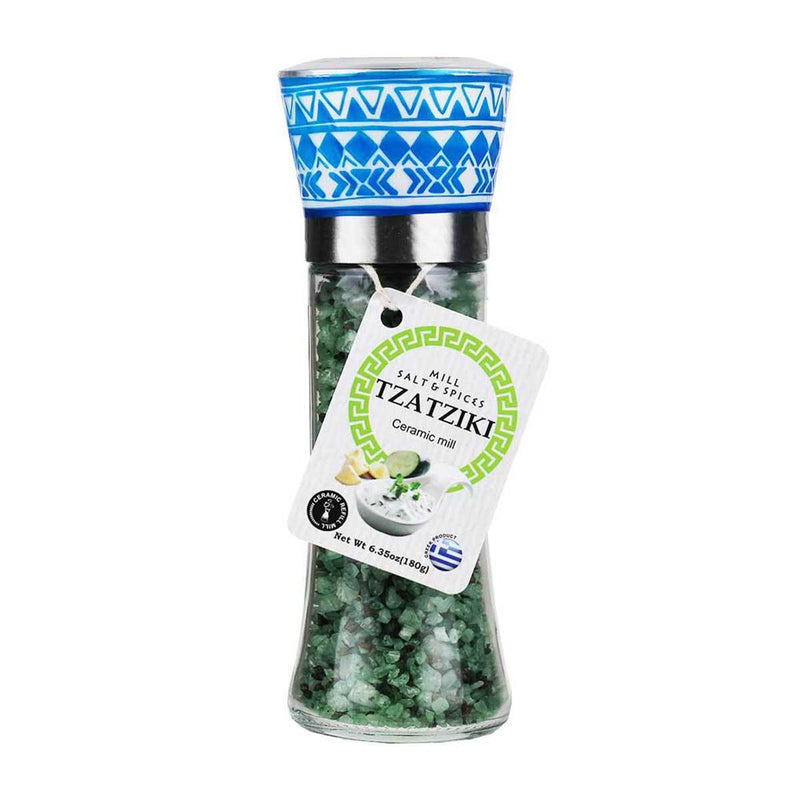 Tzatziki Salt Mix Grinder by Hellenic Treasures, 12 x 6.3 oz (180 g)