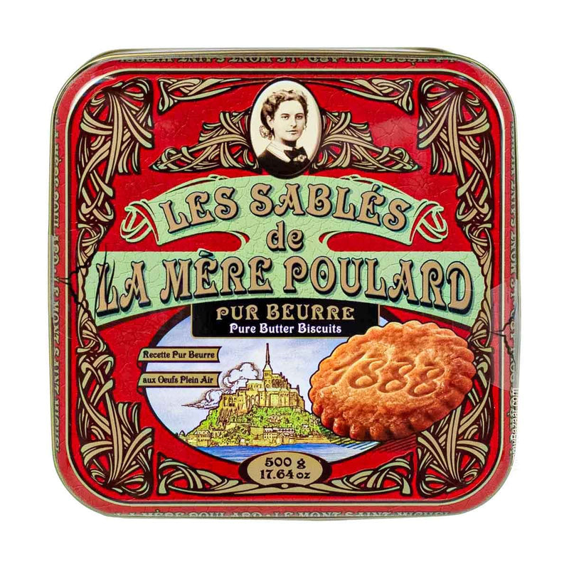 La Mere Poulard French Butter Sable Cookies in Luxury Tin, 1.1 lb (500 g)
