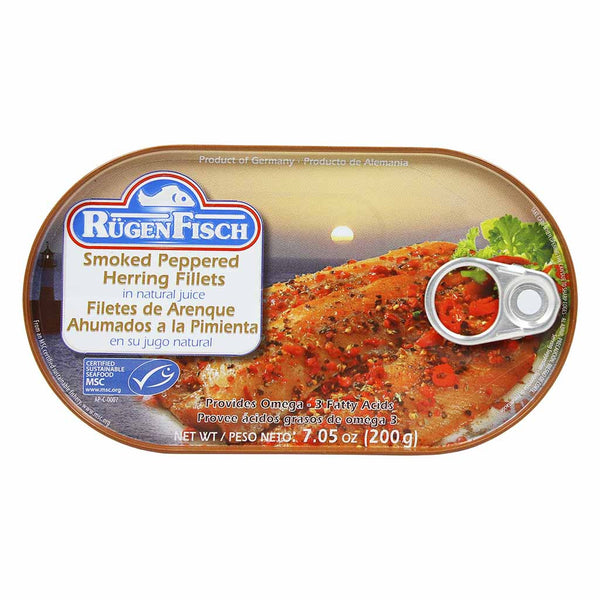Rugen Fisch Smoked Peppered Herring Fillets, 7.1 oz (200 g)