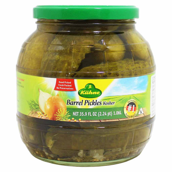 Kuhne Kosher Barrel Pickles, 35.9 fl oz (1.06 L)
