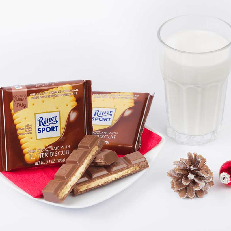 Ritter Sport Milk Chocolate with Butter Biscuits, 3.5 oz (100 g)