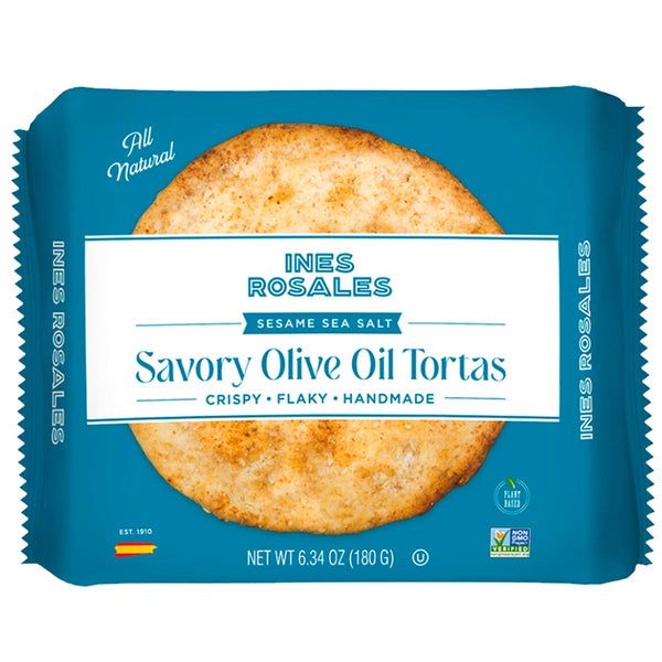 Ines Rosales – Sesame & Sea Salt Savory Tortas, Tortas de Aceite, 6 pcs, 6.3 oz. (180g)
