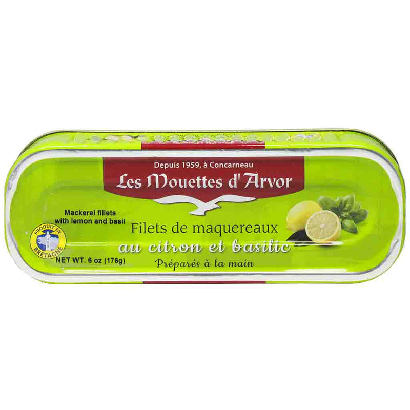 Mouettes d'Arvor Mackerel Fillets with Lemon and Basil 6 oz (176 g)
