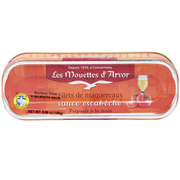 Mouettes d'Arvor Mackerel Fillets in Escabeche Sauce 6 oz (169 g)