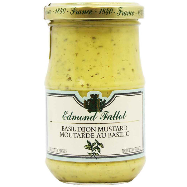 Edmond Fallot Basil Dijon Mustard from France, 7.2 oz (205 g)