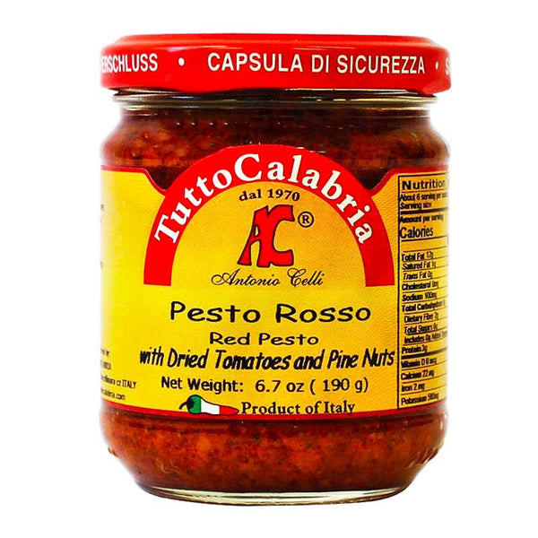 Tutto Calabria Red Pesto with Dried Tomatoes and Pine Nuts, 6.7 oz (190 g)