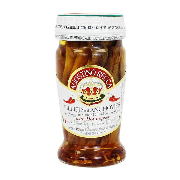 Agostina Recca Anchoves in Hot Pepper Oil, 3.18 oz (90g)