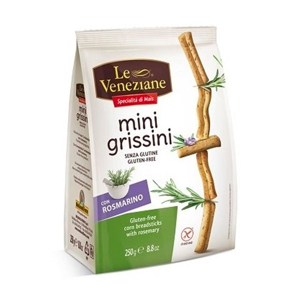Gluten Free Breadsticks Mini Rosemary Grissini by Le Veneziane, 8.8 oz (250 g)