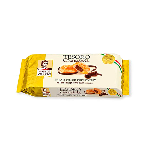 Vicenzi Italian Puff Pastry with Chocolate Cream Tesoro, 4.4 oz (125 g)
