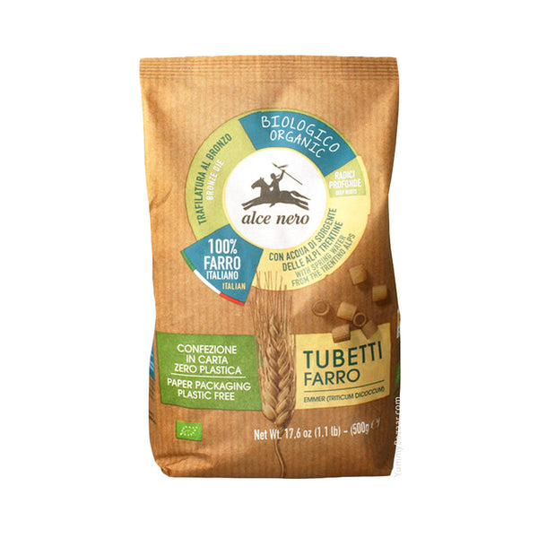 Alce Nero Organic Farro Tubetti Pasta, 1.1 lb (500 g)