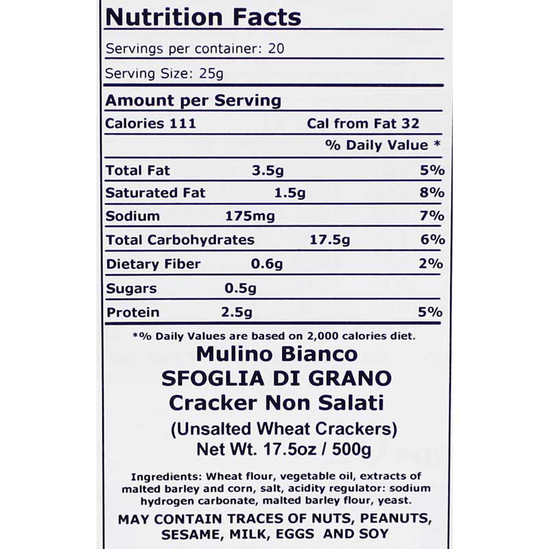 Mulino Bianco Italian Crackers without Coarse Salt 17.5 oz (500 g)